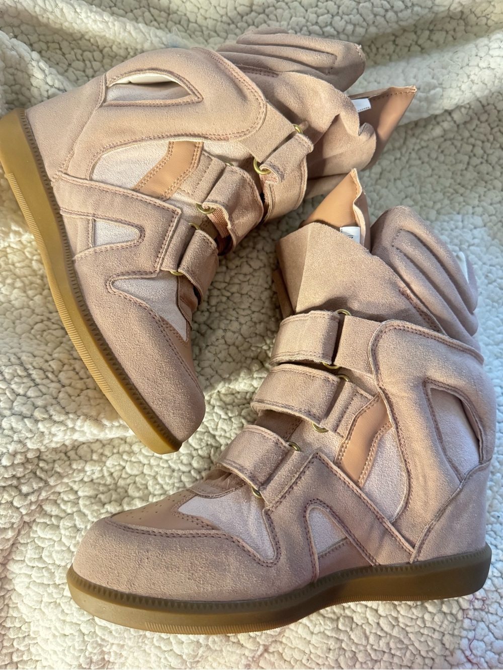 Women’s Blush Pink Wedge High-Top Sneakers